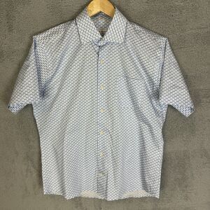 Peter Millar Shirt Mens M Car Print Button Up Short Sleeve Cotton